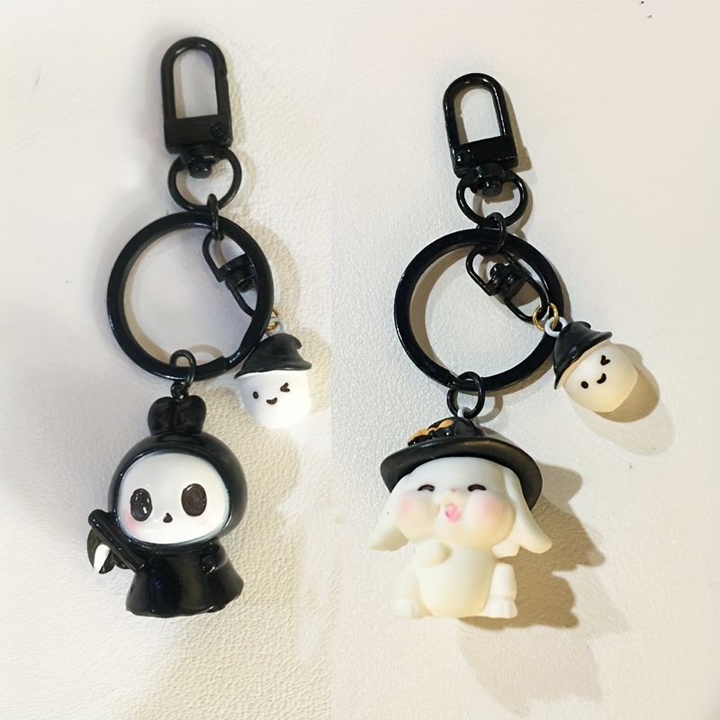 Halloween Style 3d Bunny Ghost Design Resin Charm Black Key - Temu