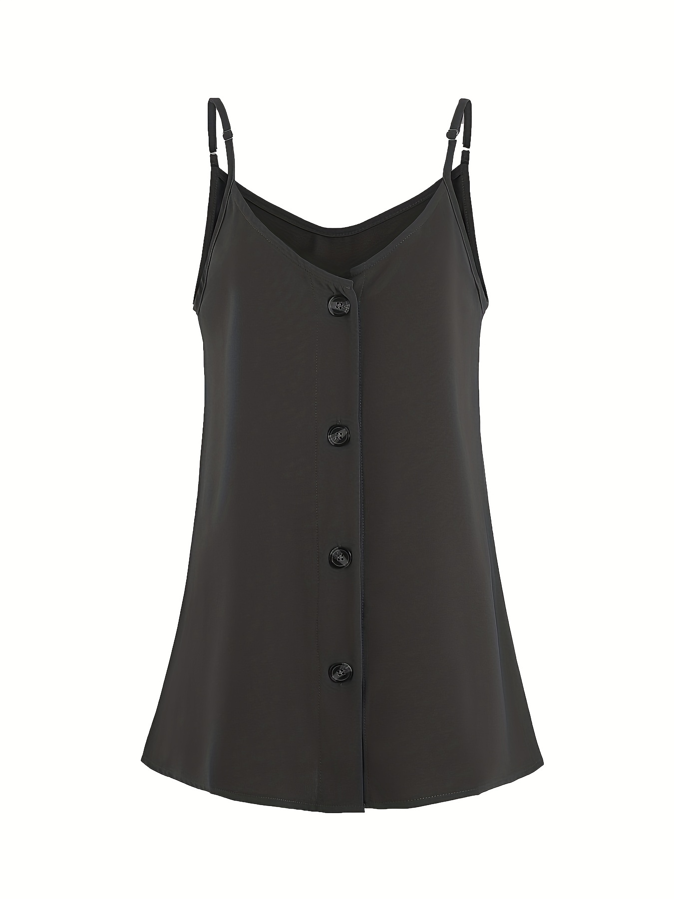 V Neck Cami Top Button Sleeveless Strap Summer Casual Women's Clothing
