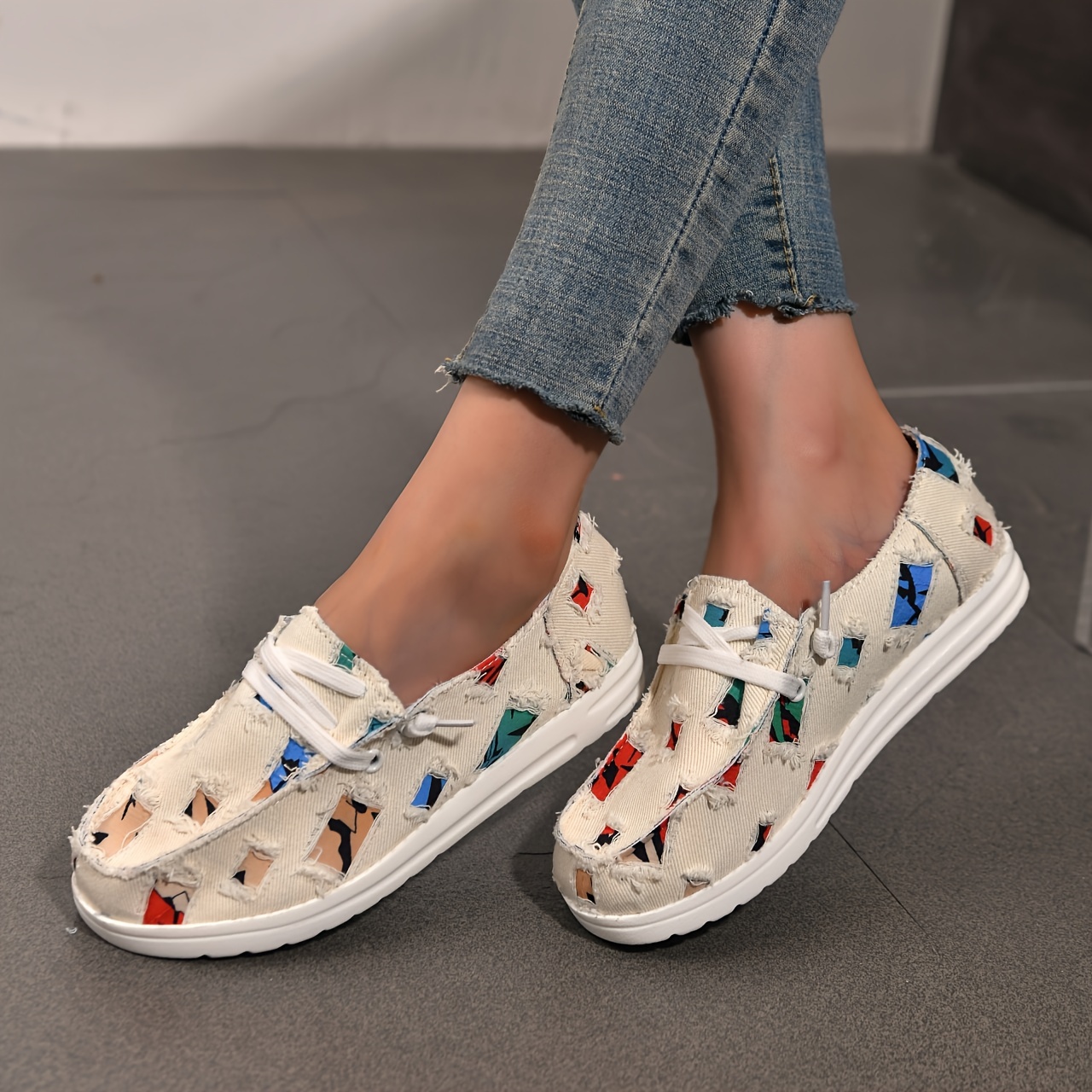 Women's Simple Canvas Shoes Casual Lace Outdoor Shoes - Temu