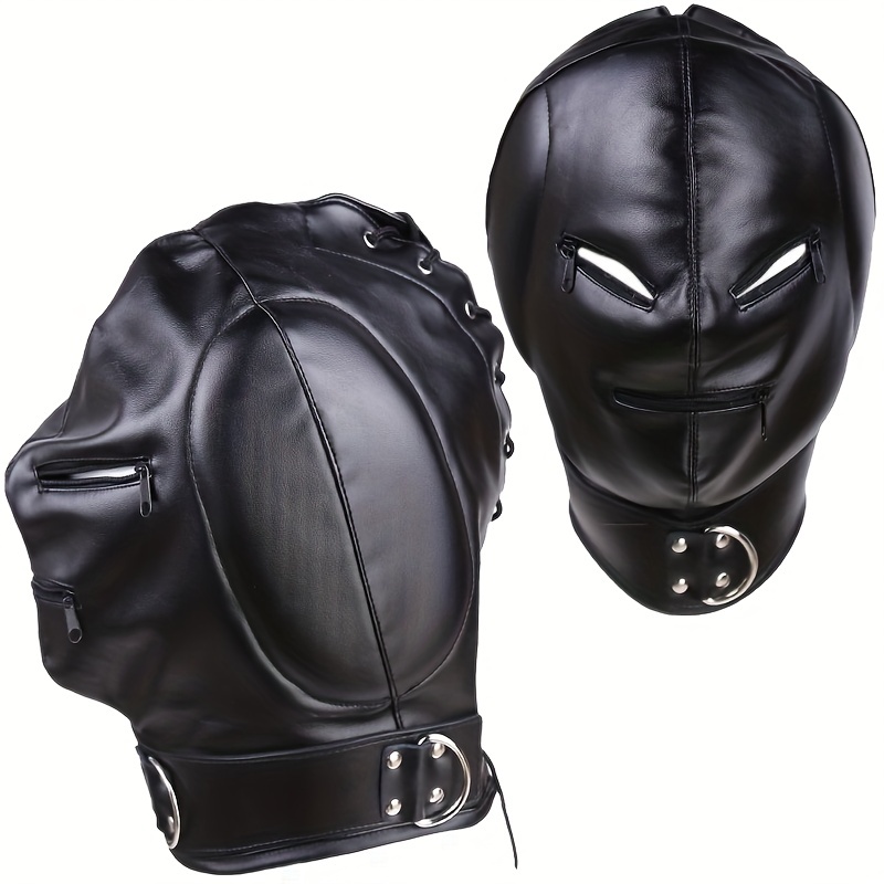 Adult unisex PU Leather Breathable Gimp Mask Full Head Hooded