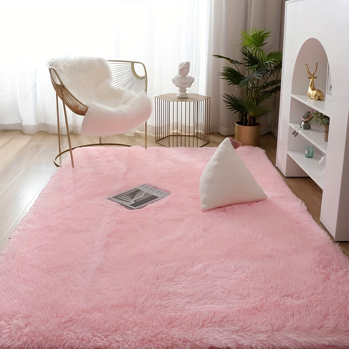  RUGMRZ Teppiche, Dämm- & Schutzmatten Teppich Für Schlafzimmer  Rosa Grauer Teppich rechteckige Mädchen Zimmer Dekoration, Anti Rutsch und  Anti Drop 50 x 70 cm