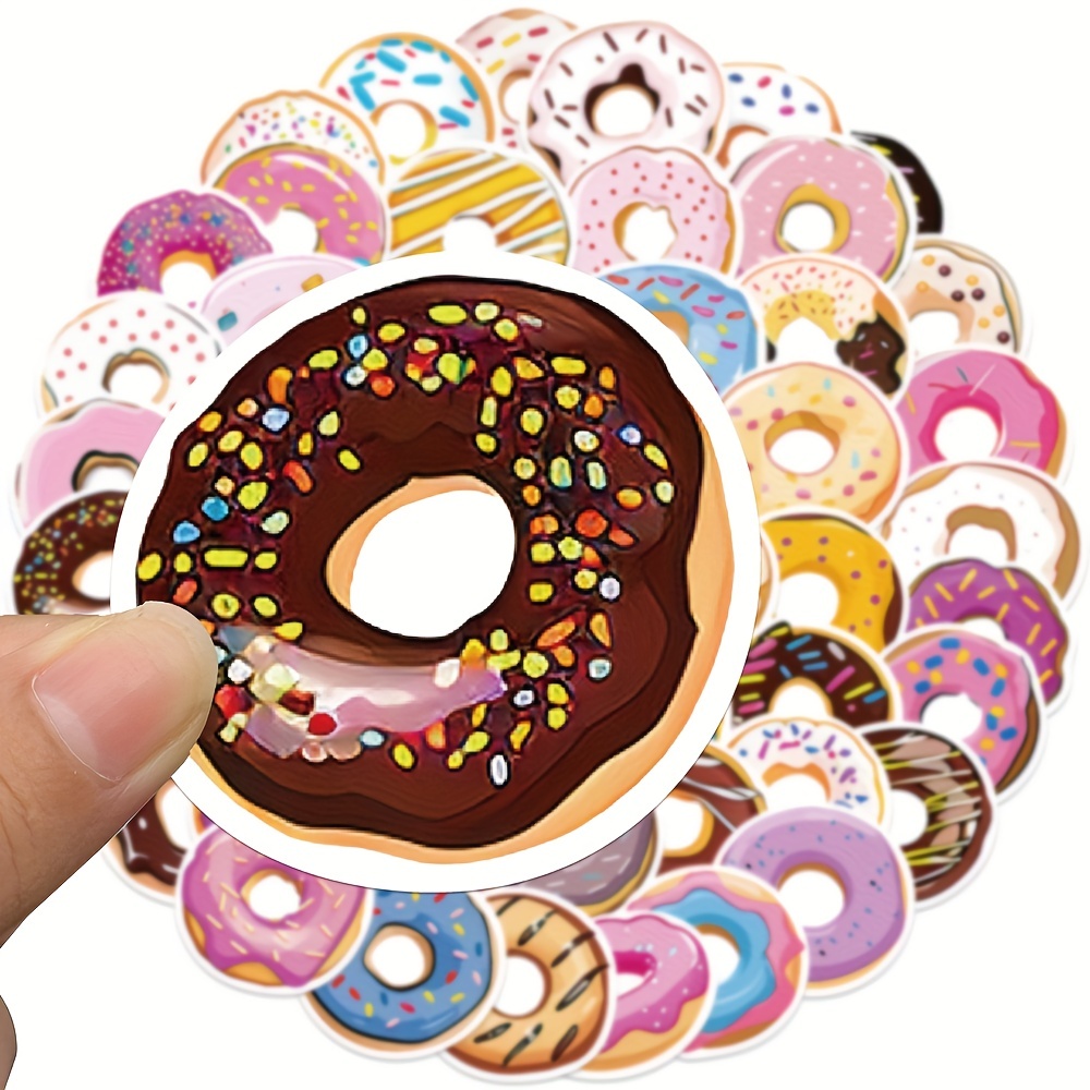 50pcs Cartoon Donut Graffiti Stickers for Water Bottles, Computers