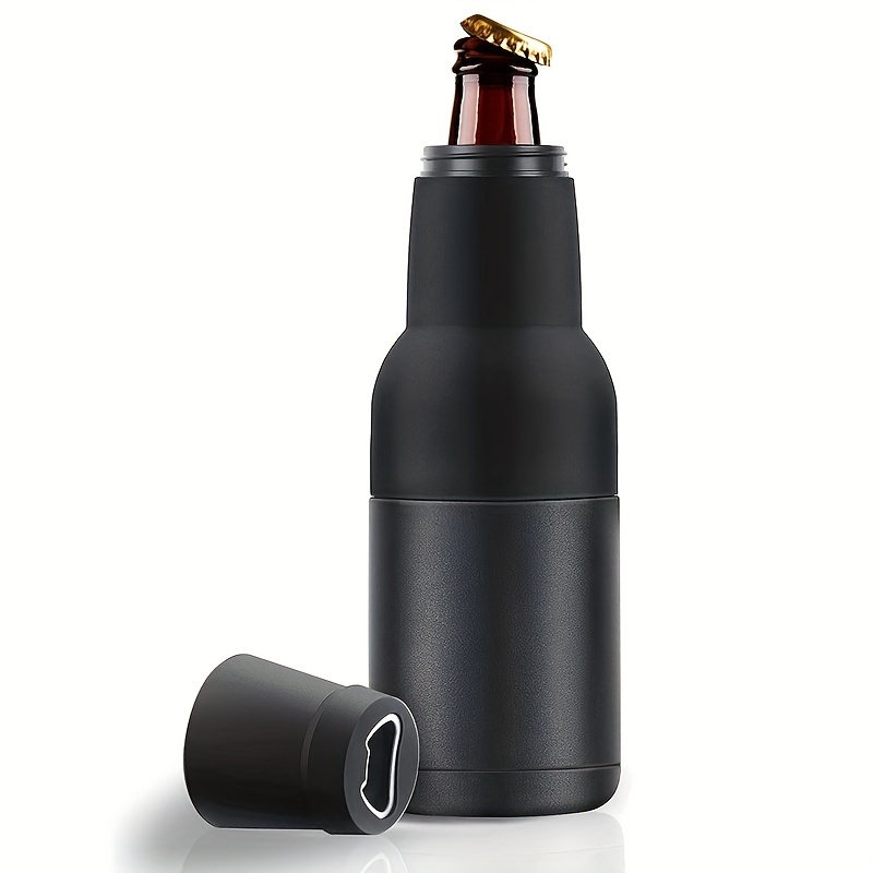 Maxso Enfriador de latas delgado, soporte para latas de cerveza con  aislamiento de acero inoxidable de doble pared 4 en 1, funciona con todas  las