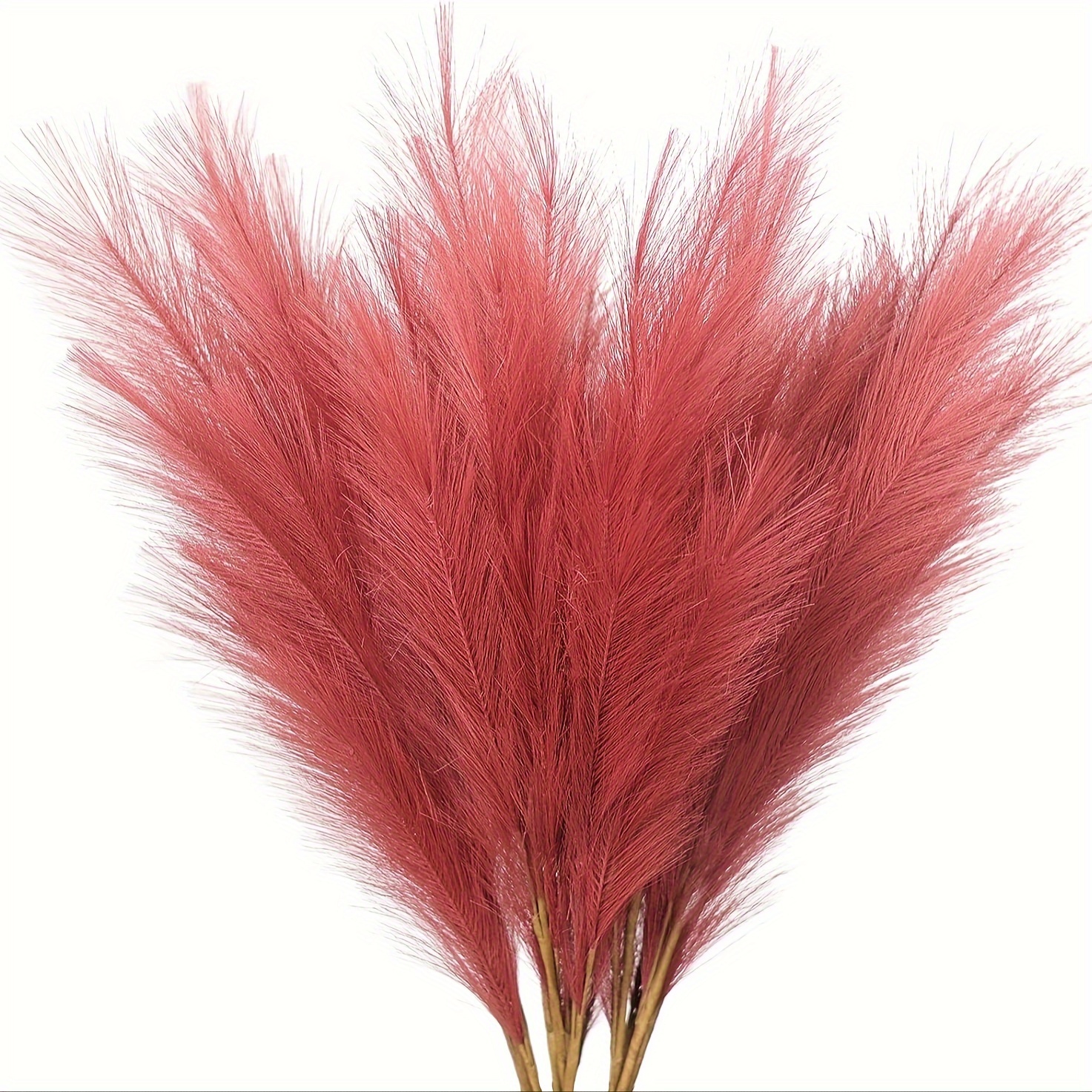 Red Fake Artificial Faux Pampas Grass Large Bundle Tall 45 Extra Fluffy x3  Stems Decorative Branches for Artificial Floor Plant Vase Filler for Boho