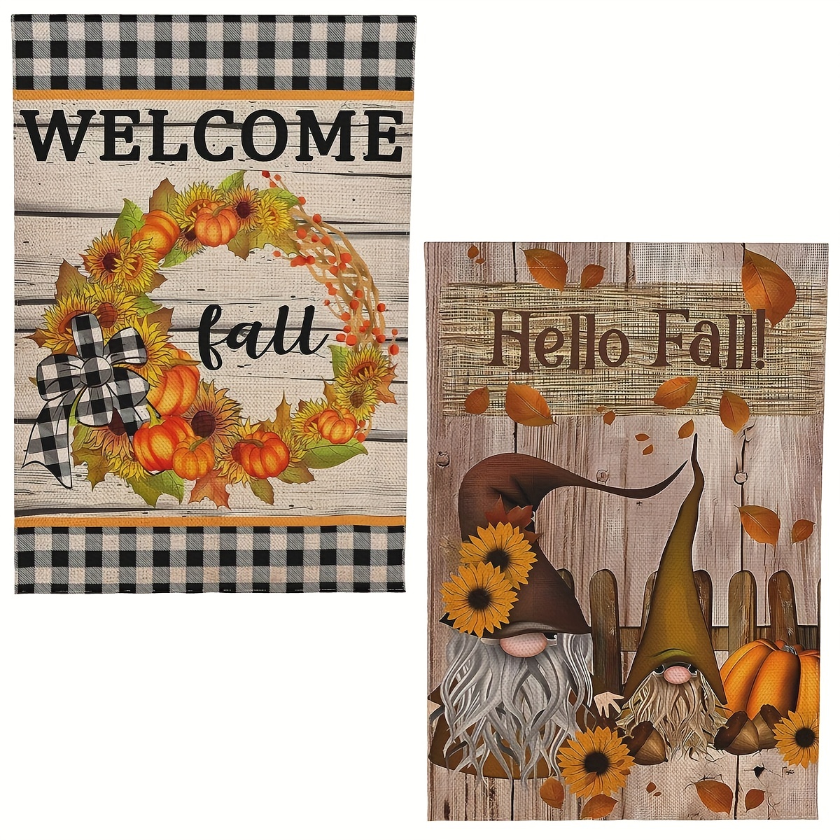 Hello Fall Thanksgiving Day Welcome Double Sided Burlap - Temu Canada