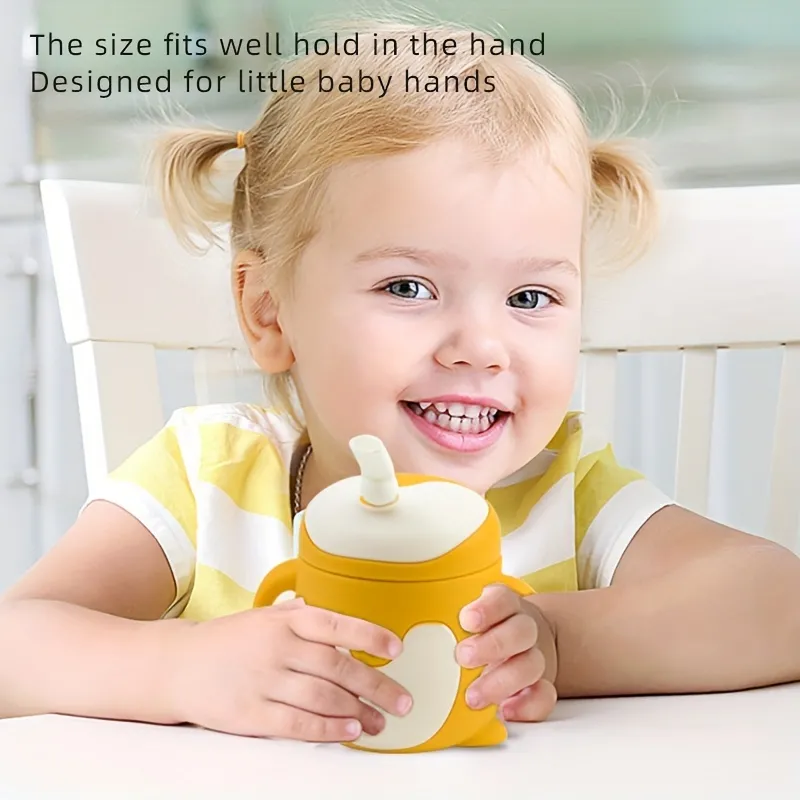 2-in-1 Silicone Baby Learning Cups With Straw & Snack Cup Lid