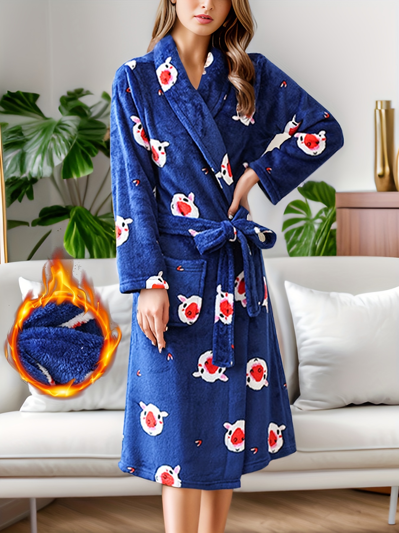 Ladies Sweet Ruffle Long Sleeve Robe Nightgown Sleepwear with Built In Bra  – FloraShe