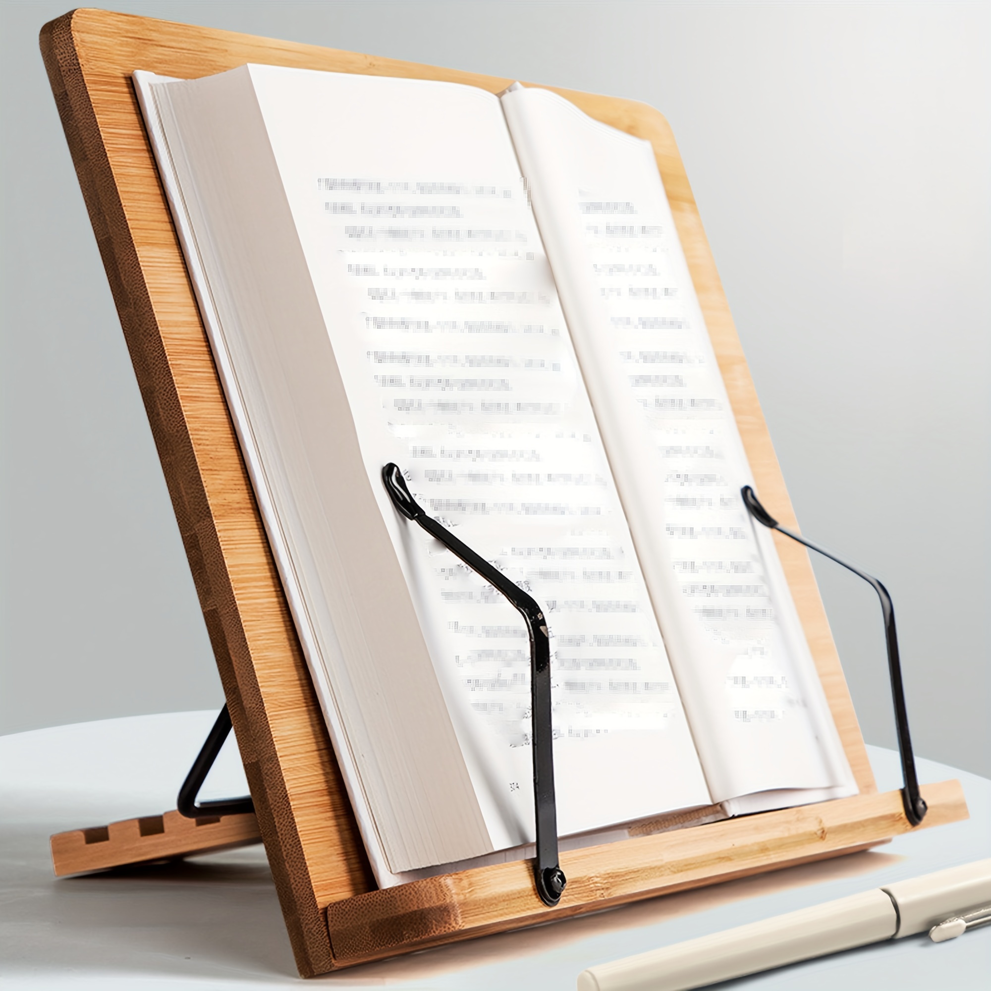 Adjustable Book Holder Tray Wood Frame Reading Bookshelf Bracket Page Paper  Clips Document Bookstand Support Tablet Recipe Stand