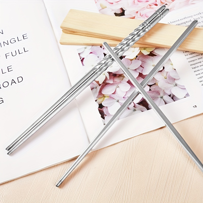 5PCS Reusable Chopsticks Non-slip Stainless Steel Chopsticks Set