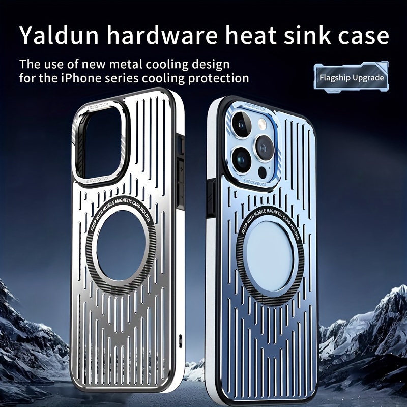 aluminum alloy heat dissipation case magnetic phone case suitable for iphone 15 promax 15 pro 15 plus 15 14 promax 14 pro 14 13 promax 13 pro 12 promax 12 pro 12 aluminum alloy soft edge magnetic phone case details 0