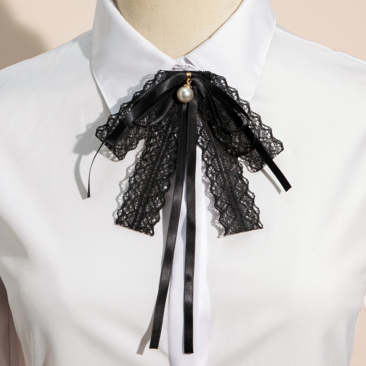 Velvet Ribbon Brooch Faux Pearl Decor Bow Tie Vintage - Temu