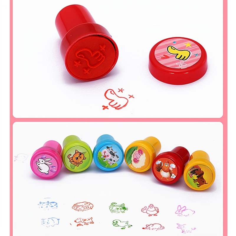 Toy Stamps Cartoon Animals Fruits Seal For Scrapbook - Temu