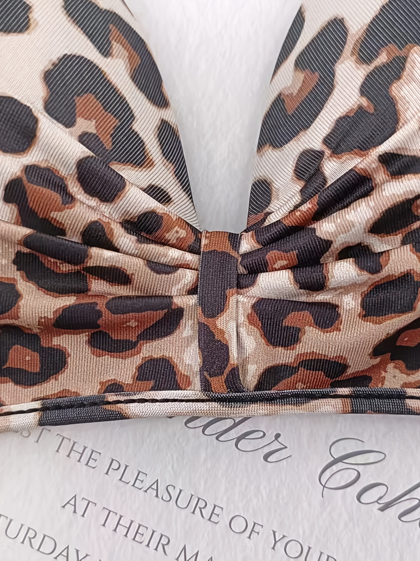 YIWEI Womens Leopard Push Up Bra Set Lingerie Thong Underwear Size 34-40 B  C Cup Golden 38 