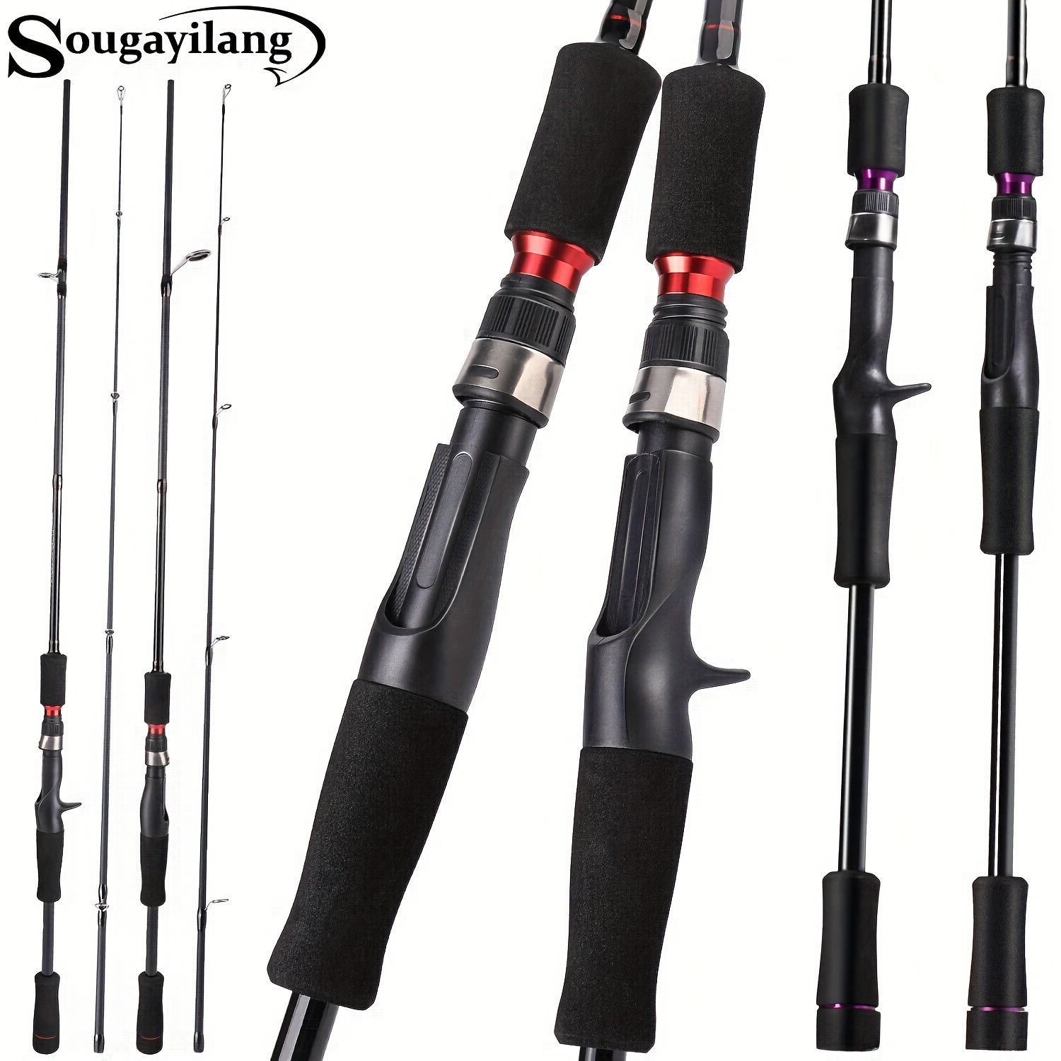 Sougayilang 2 section Fishing Rod Durable Red/purple - Temu Canada
