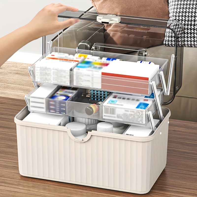 1pc Plastic Multi-layer Domestic Medicine Box, Portable Divided Medicine  Storage Box, Portable First Aid Box, Domestic Medicine Box