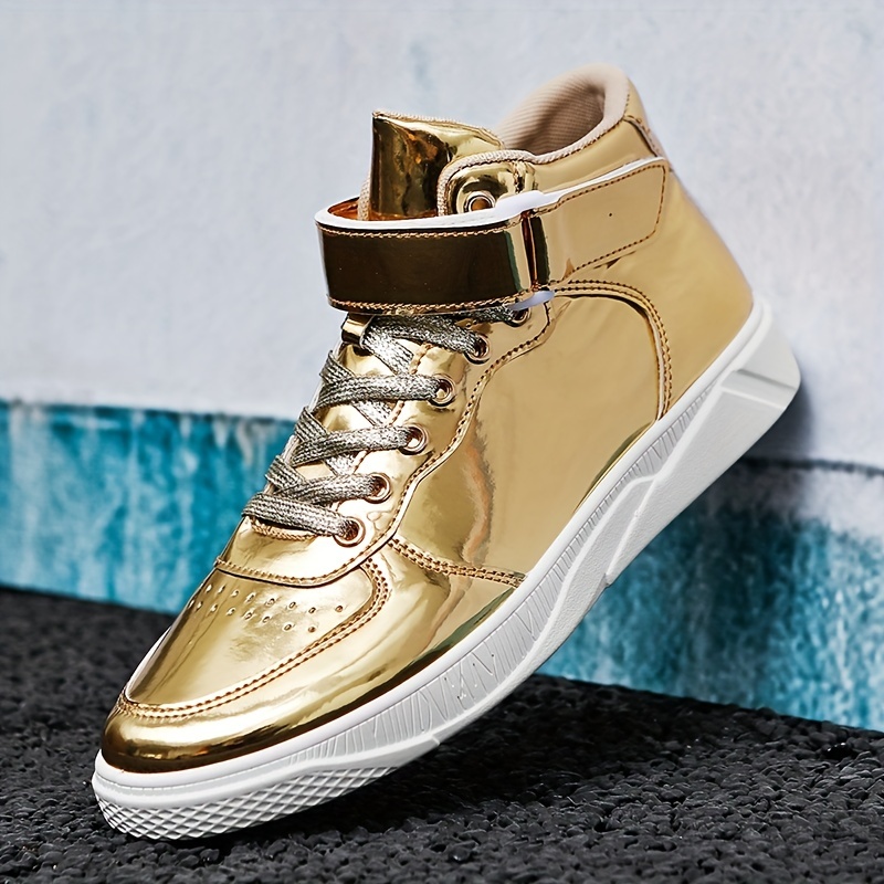 Men's High Top Lace-up Sneakers with Hook and Loop Fastener