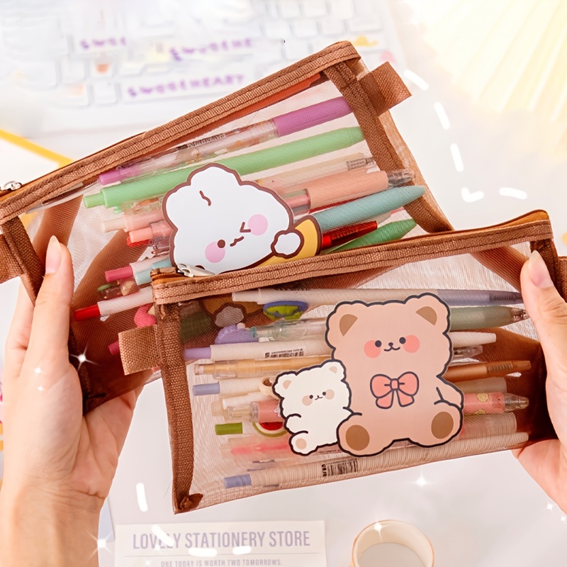 Pencil Pouch With A 10 in 1 Colored Retractable Bear - Temu