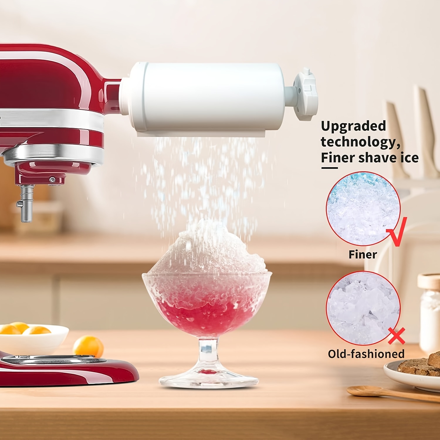 Shave Ice Attachment for Kitchenaid Stand Mixers, Shaved Ice and Snow Cone  Attachment for Kitchenaid with 10 Ice Molds