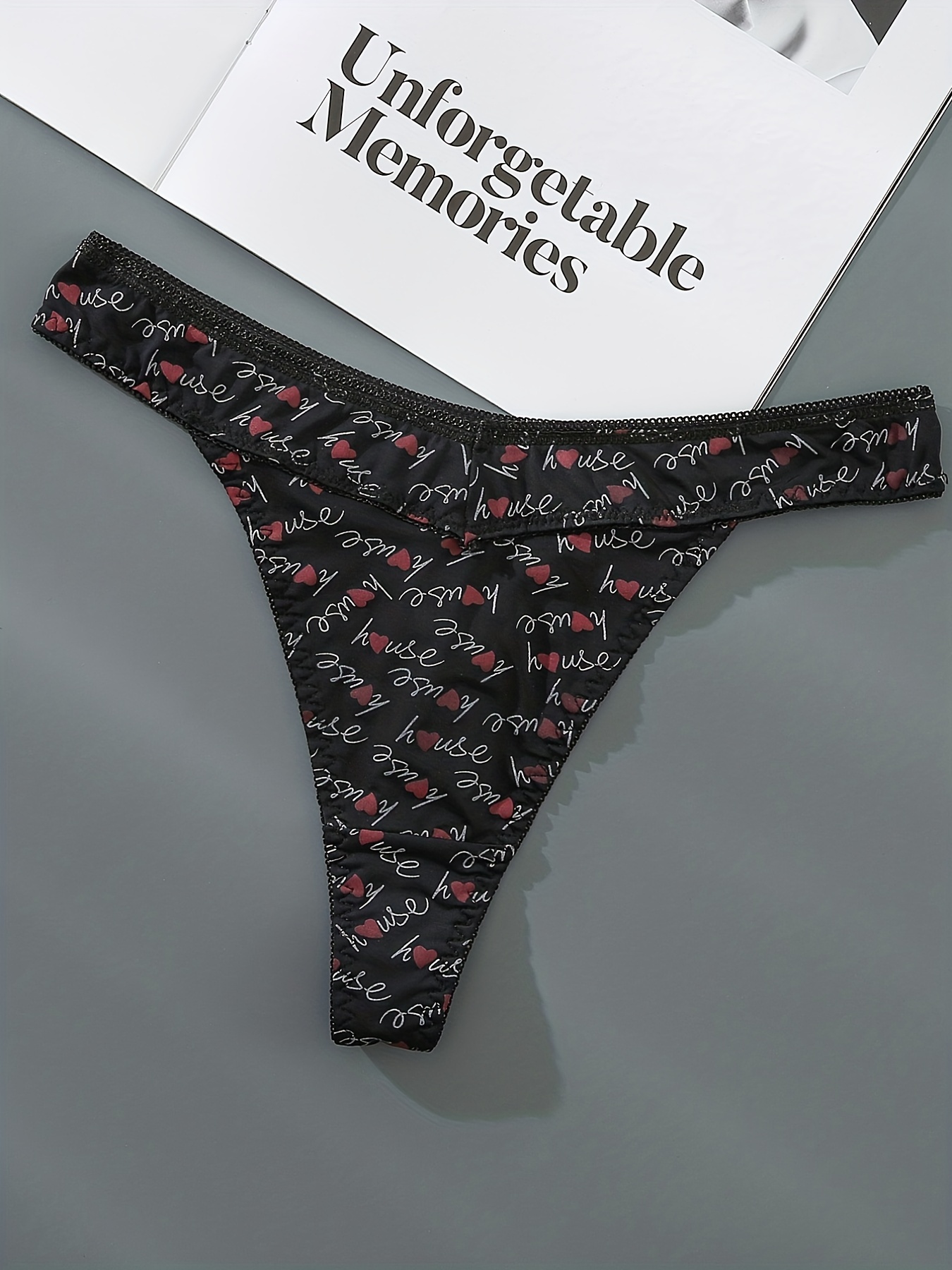 3pack Letter Graphic Tape Waist Panty Set
