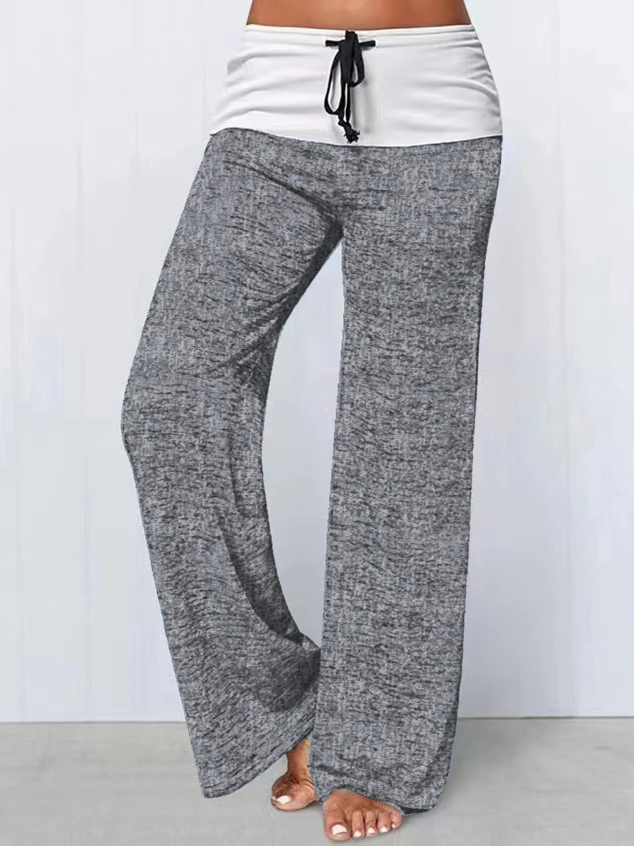 Women's Colorblock Casual Drawstring Wide Leg Yoga Pants