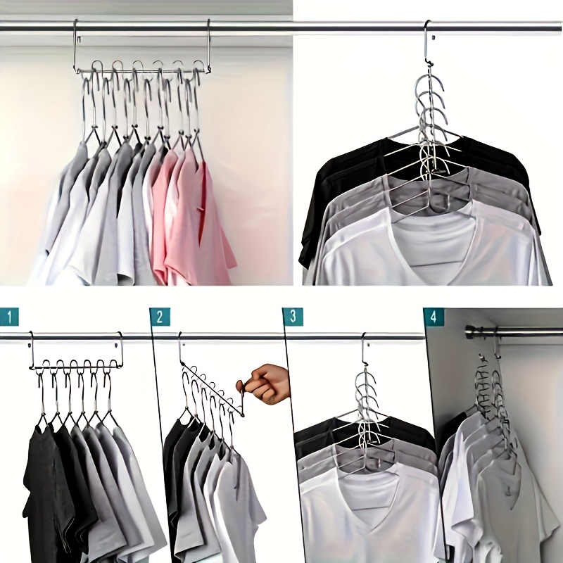 Stainless Steel Space Saving Hangers - 12 Slots, Magic Cascading Design,  Clothes Organizer For Closet Storage - Temu