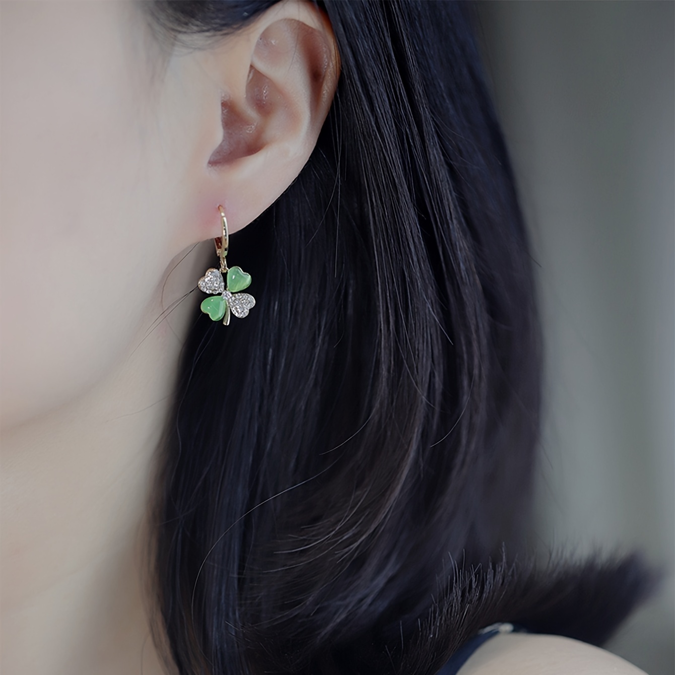 Fiona - Four Leaf Clover St Patricks Day Faux Leather Earrings