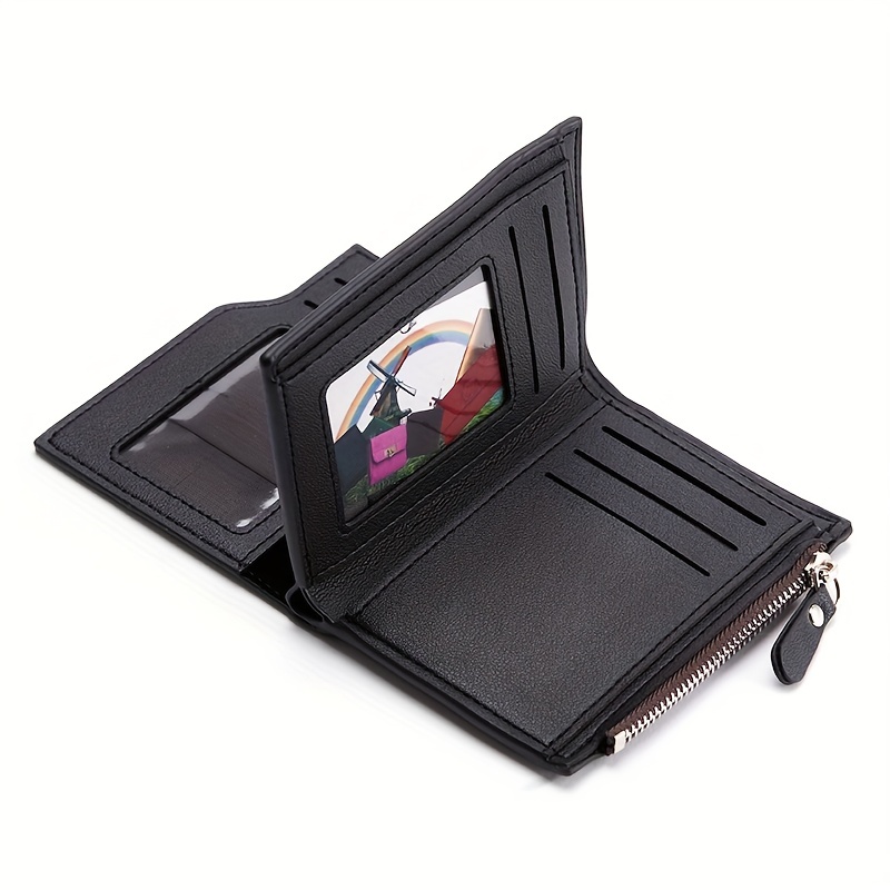 Wallet For Men Short Casual Business Foldable Bifold Wallets Pu Leather  Luxury Small Zipper Coin Pocket Purse - Temu