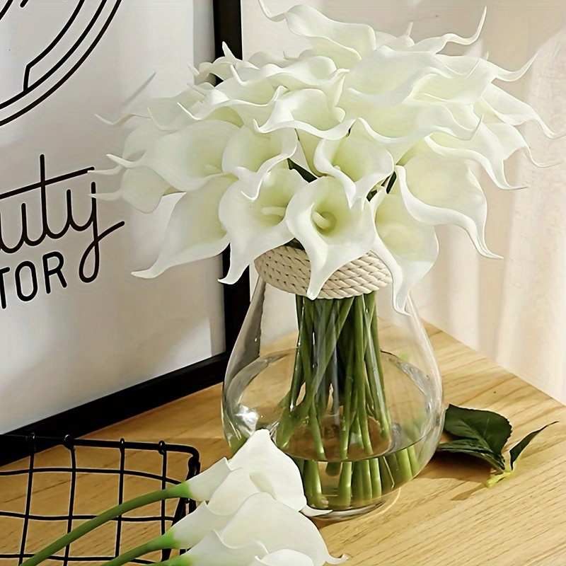 Tifuly 24pcs Calla Lily Bridal Wedding Bouquet Latex Real Touch Artificial  Flowers Arrangement for Home Office Party Decor(Black and White) :  : Home