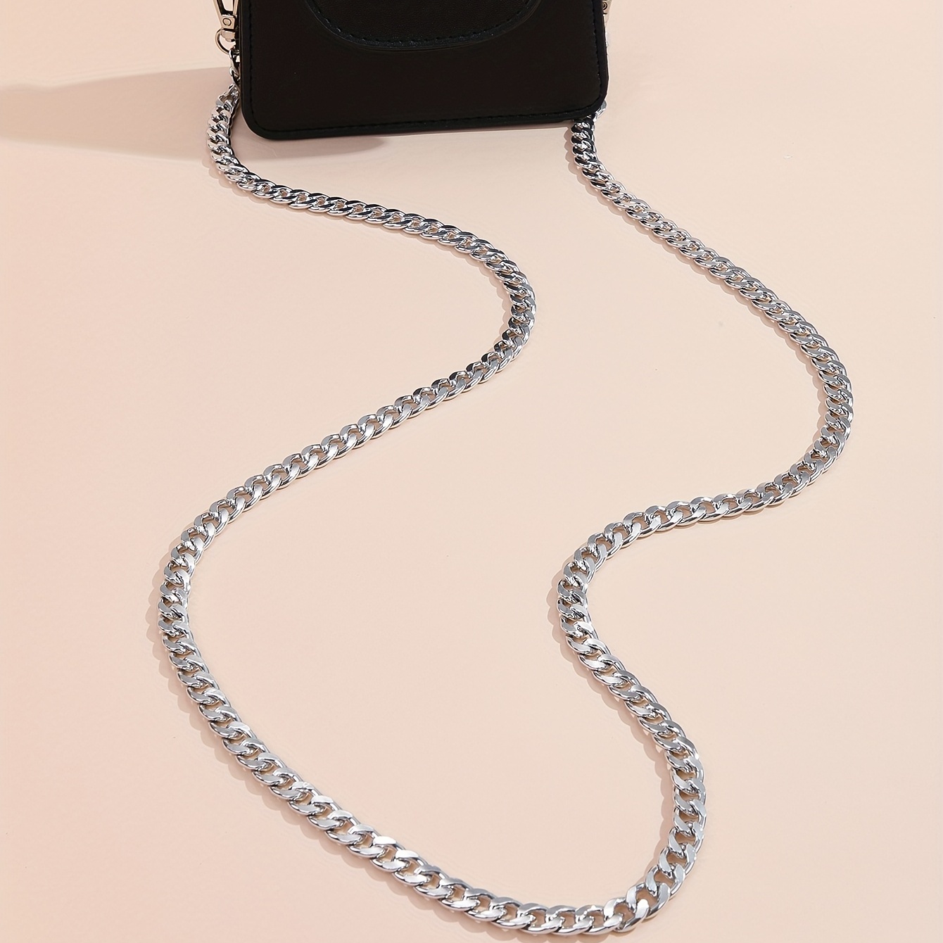 Chaîne métallique pour sac à main avec fermoir mousqueton, longueur 120 cm