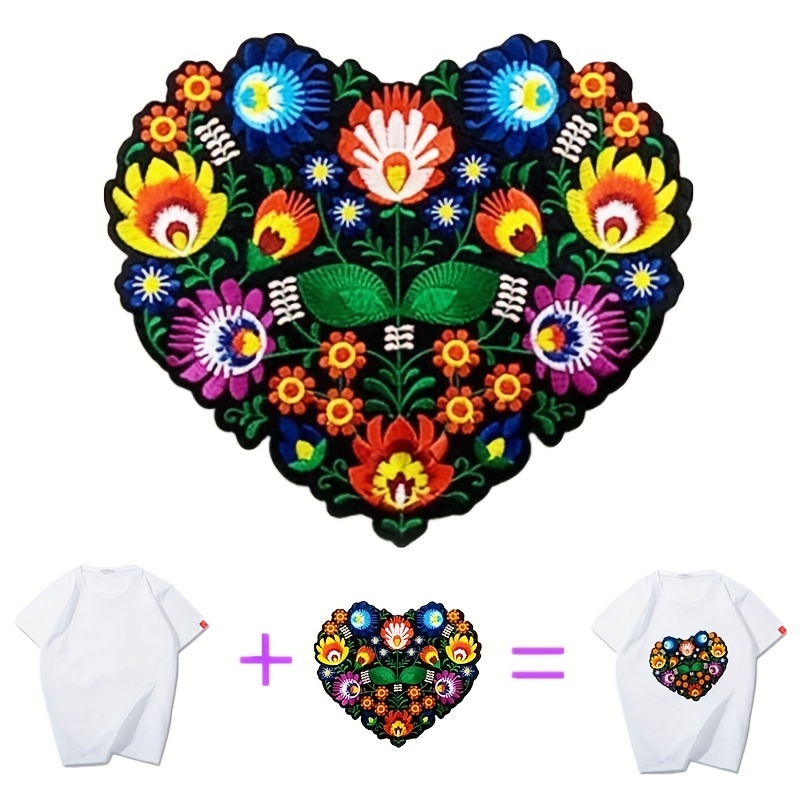 1pc Cuore Forma Fiore Ricamo Applique Patches Abbigliamento - Temu Italy