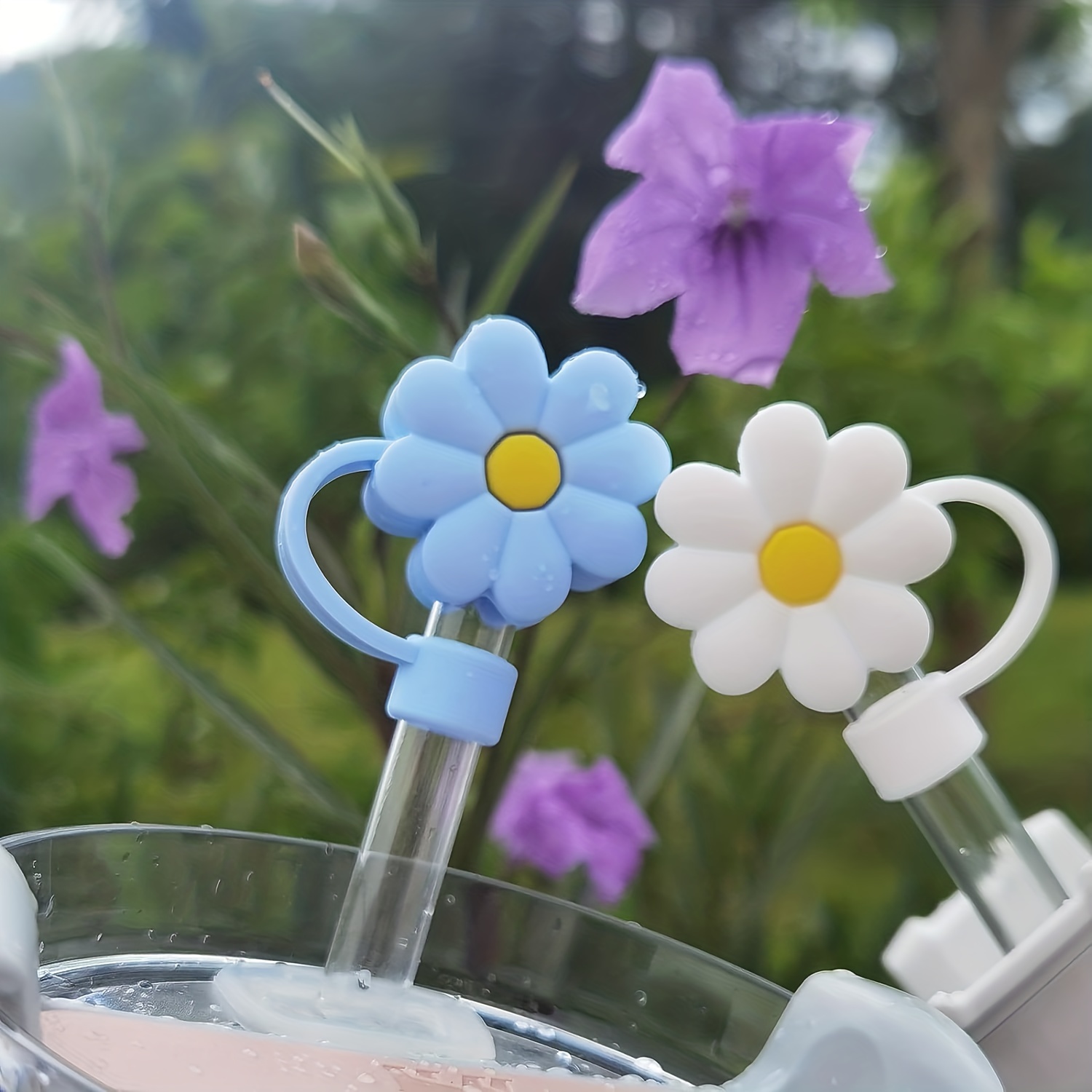 Straw Tips Cover Reusable Straw Toppers Kawaii Flower - Temu