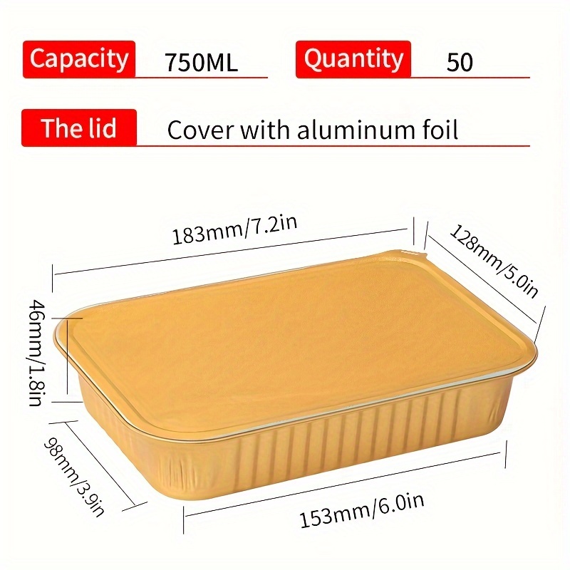 50pcs High Quality Disposable Aluminum Foil Tin Tray Packaging Box