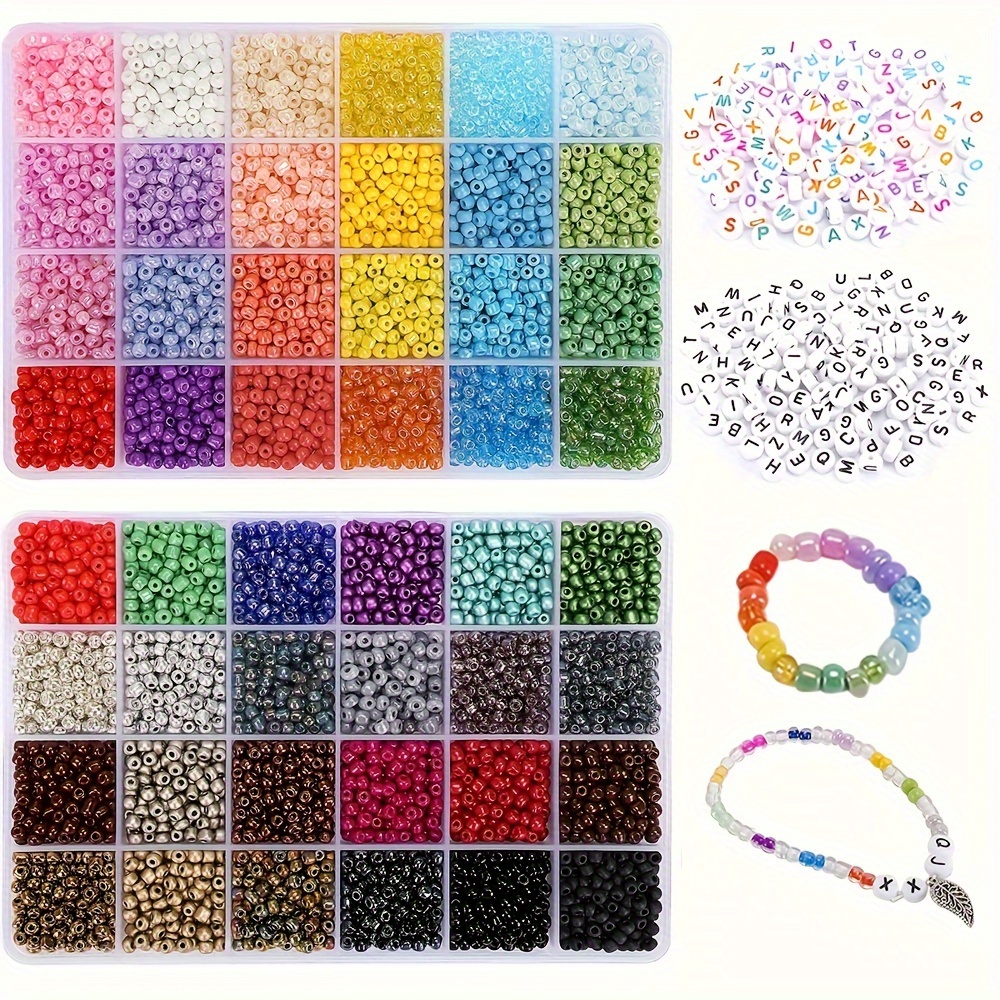 MMTX Mini Glass Beads 3 mm, 10,000 Pieces Beads Set DIY Friendship Bracelet Making  Kit, Threading Beads Set for Snap Beads Jewelry Making 