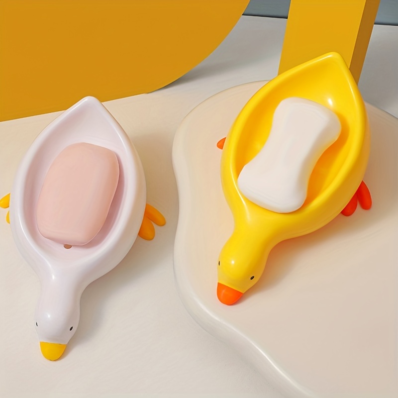 Cute Duck Design Soap Dish, Plastic Drain Soap Tray, Household