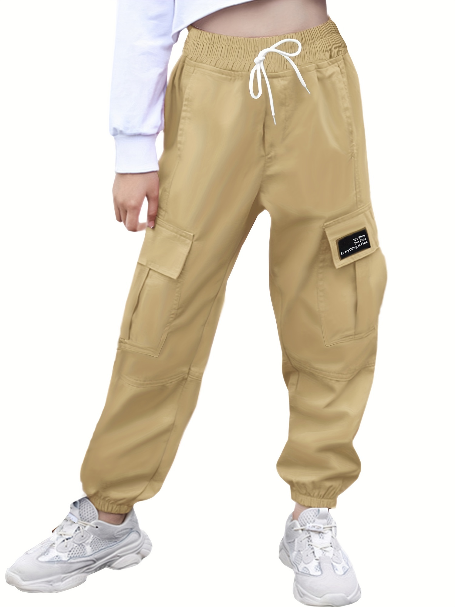 Women 100% Cotton Casual Cargo Trousers , Girls Stretchable Pant