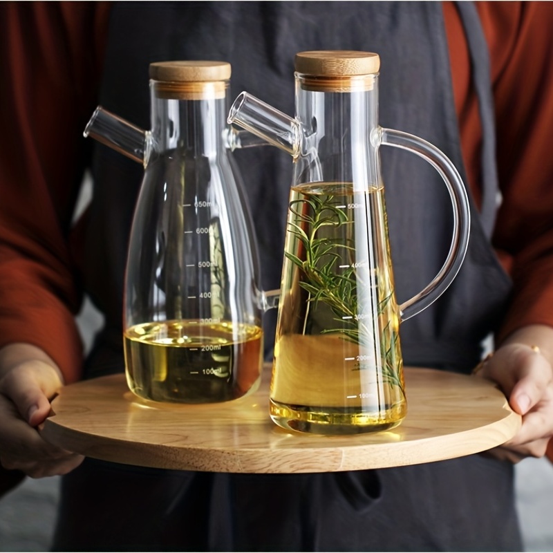 Glass Olive Oil Bottle-500 Ml Green Oil And Vinegar Bottle With Pourer And  Funnel-Olive Oil Carafe - AliExpress