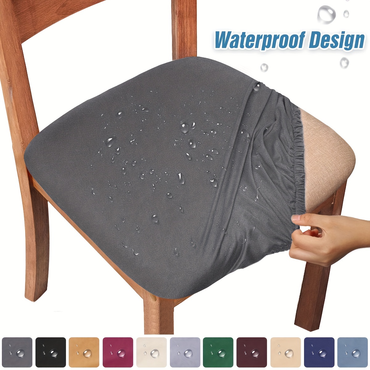 

1pc Waterproof Dining Chair Seat Covers, Stretch Chair Slipcover Furniture Protector For Kitchen Dining Room Home Decor