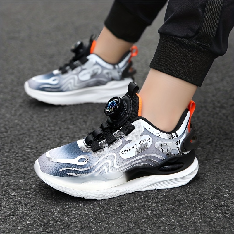 Casual Low Top Sneakers With Rotating Button For Boys, Breathable  Lightweight Anti Slip Sneakers For Outdoor Walking Running, Autumn And  Winter - Temu