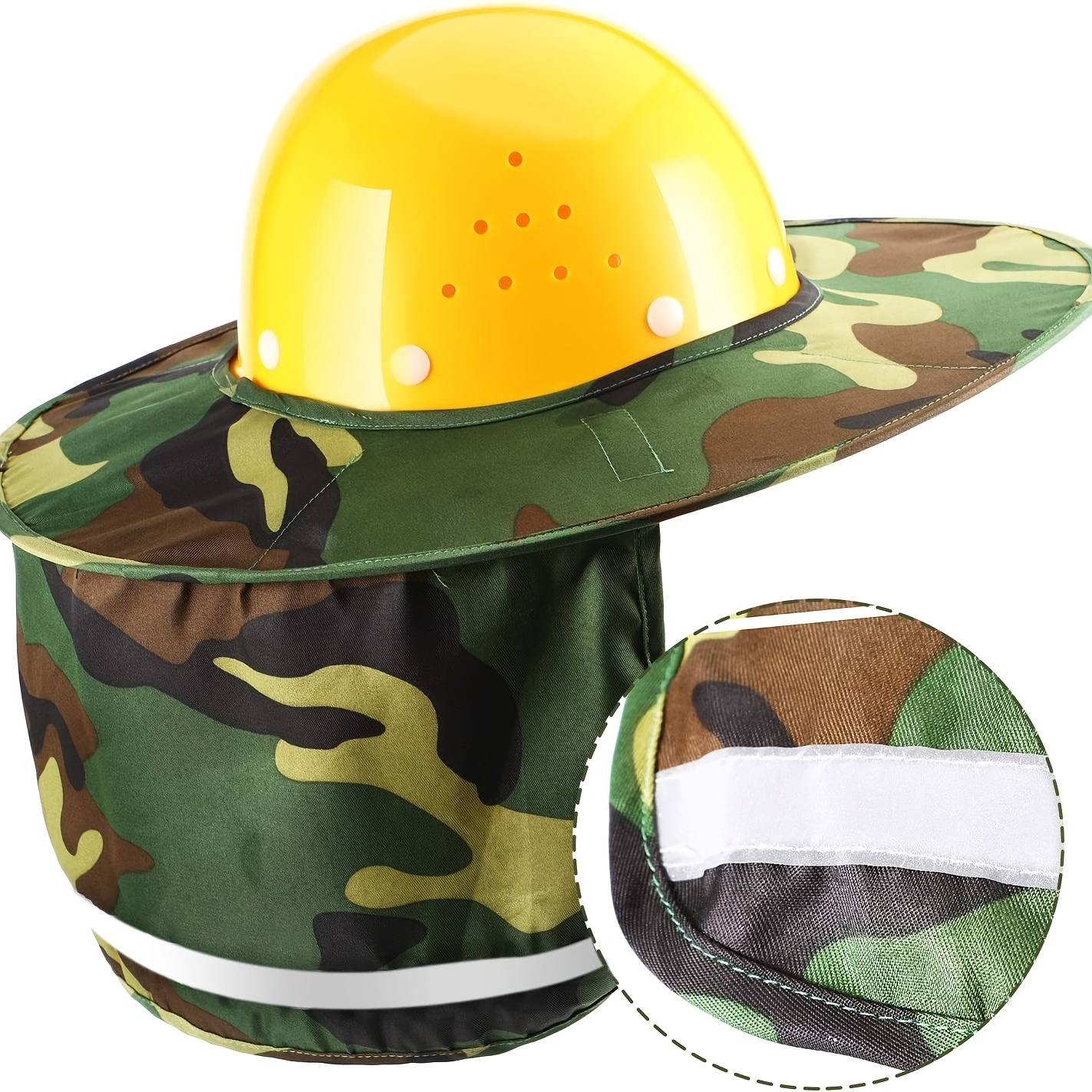 Camouflage Hard Hat Sun Shield (hard Hat Included) Brim Mesh - Temu