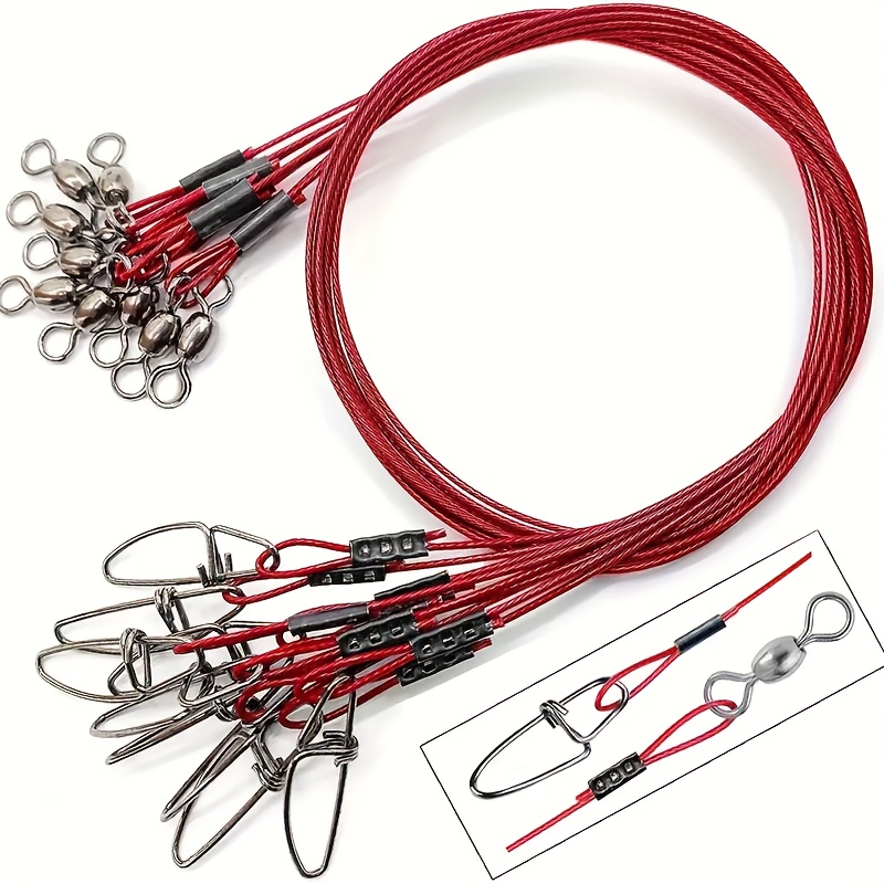 20Pcs/Pack Fishing Line Steel Wire Leader with Swivel And Snap