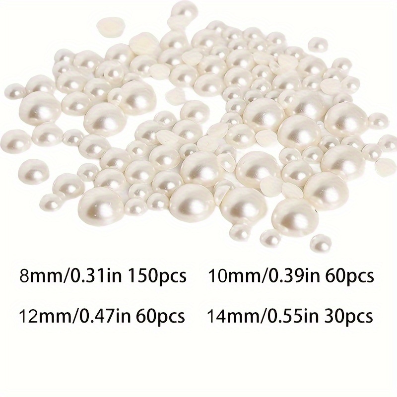 300/700pcs Flat Back Pearl Patches Assorted Sizes Beige Half Round Pearls For Clothes Shoes Graduation Hat Decorations