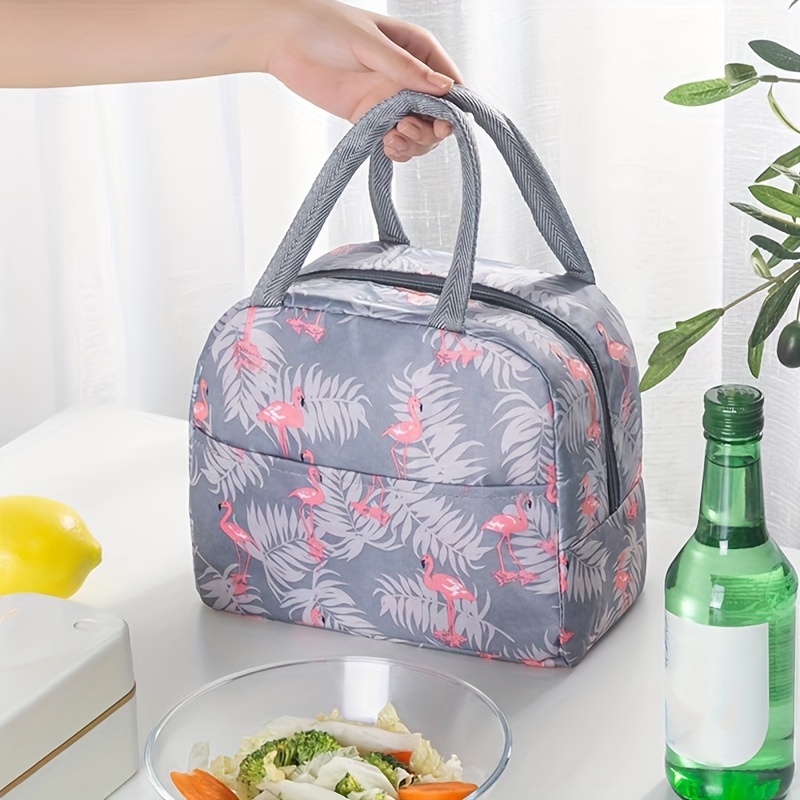 Flamingo Graphic Lunch Bag Double Handle Preppy Lunch Tote Bag