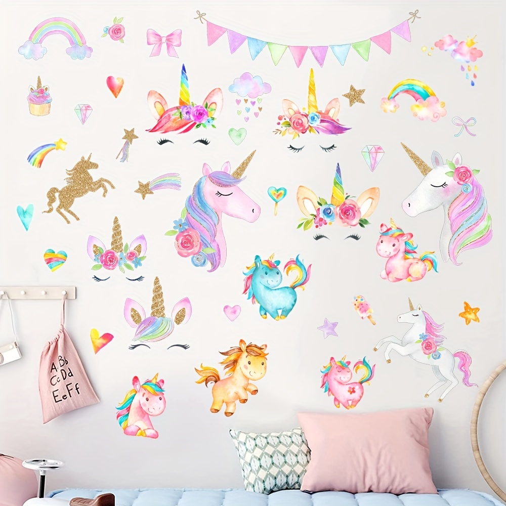 Adesivo murale unicorno con stelle