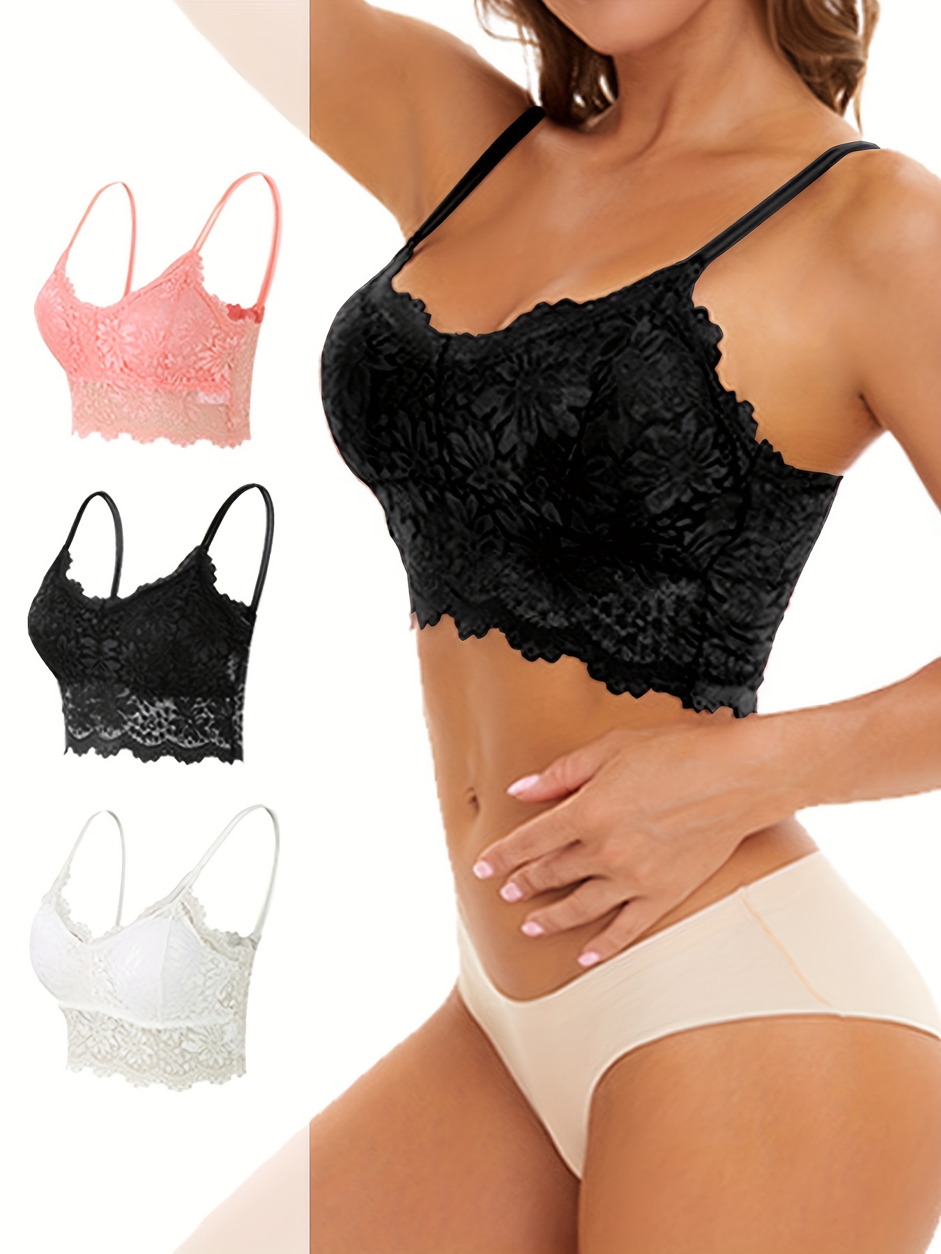 French Lace Pattern Padded Lingerie Set Sexy Thin Breathable - Temu