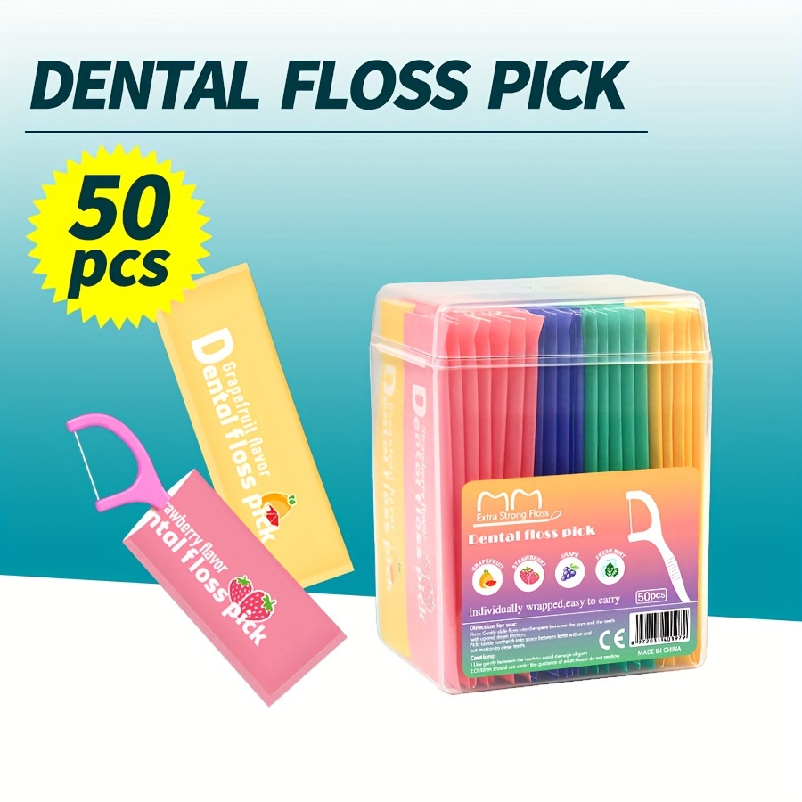 

50pcs Dental Flosser Picks, Fruit-flavored Deep Cleaning Dental Floss For Proper Oral Care, Portable Disposable Hygienic Flosser For Travel Daily Life ! Travel Must Have