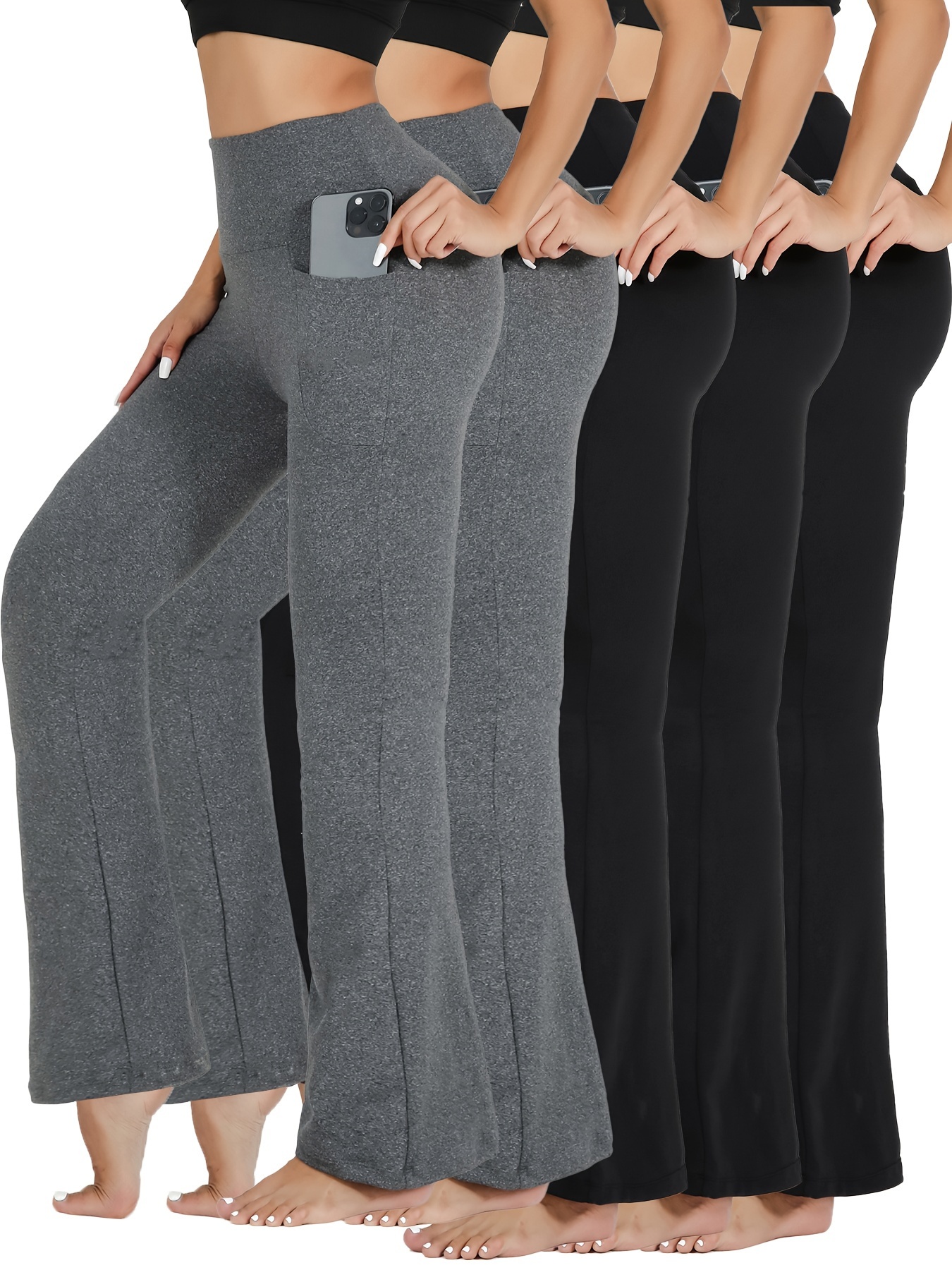 ESCBUKI Flare Yoga Pants for Women High Waist Solid Color Tummy