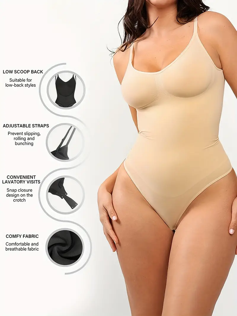 Plus Size Casual Shapewear Women's Plus Solid Tummy Control - Temu