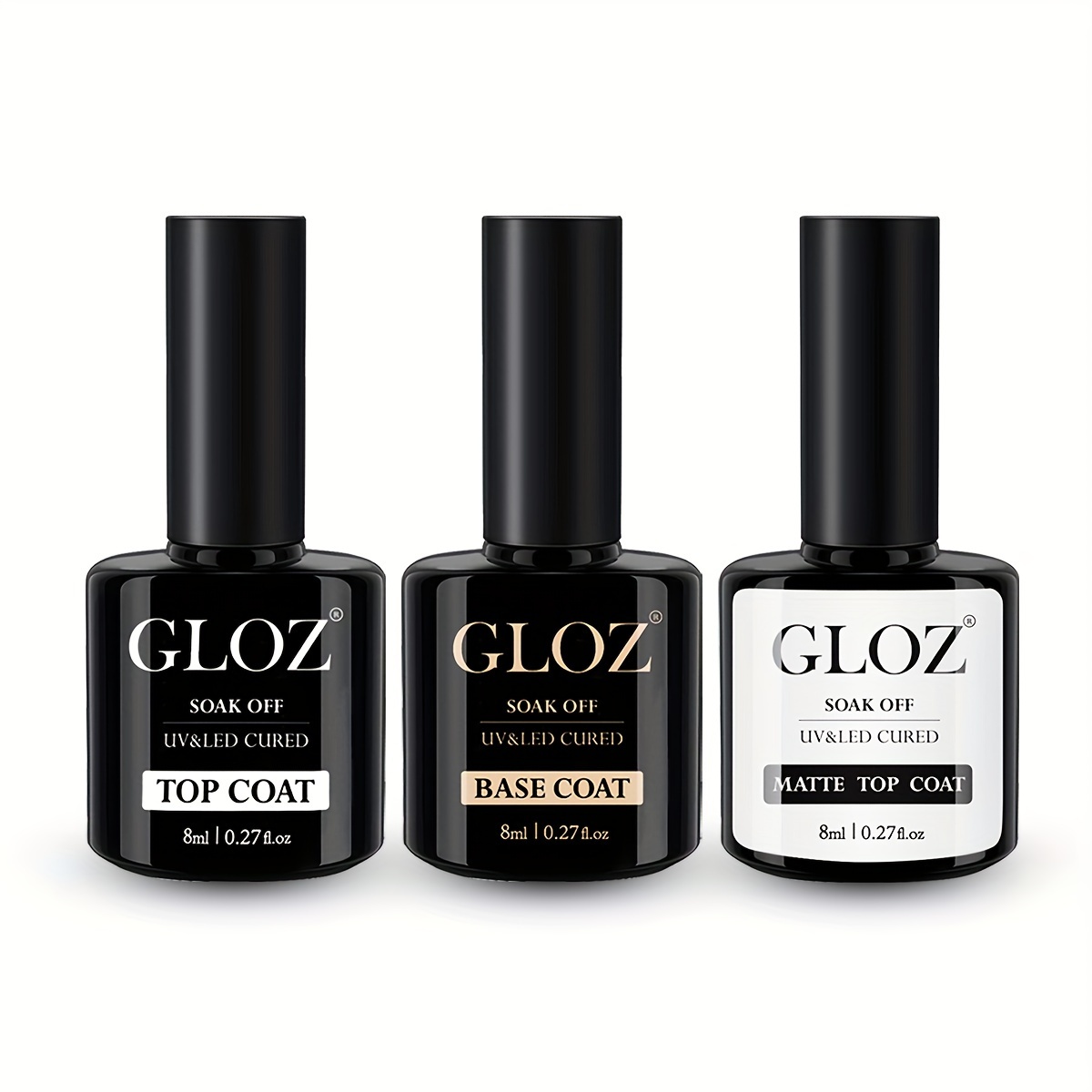 Yazgel Base Top Coat Gel Polish Set Soak Off Transparent Gel - Temu