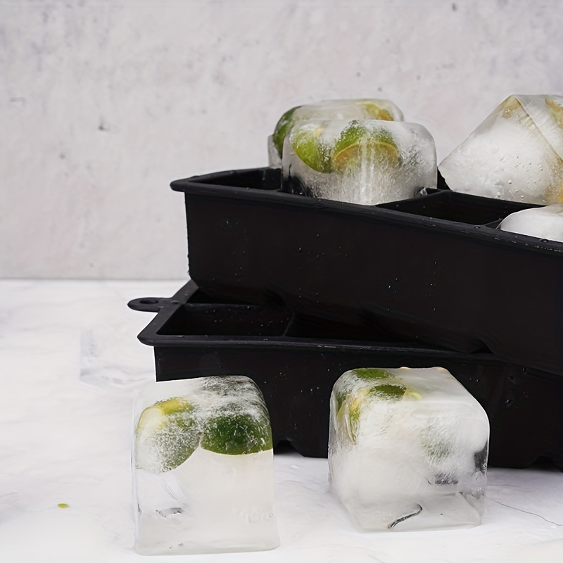 1pc Silicone Ice Tray with Lid for 8 Giant Ice Cubes, Whiskey Cocktails