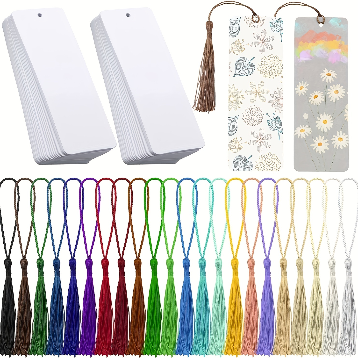 Blank Acrylic Bookmarks Diy Colored Tassels Hanging Party - Temu